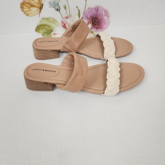 Lucky Brand Size 10M Razilla Leather Upper Neutral Tones Boho Women's Sandals - Picture 4 of 7